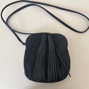 Chicos Elegant Black Tassel Crossbody Bag